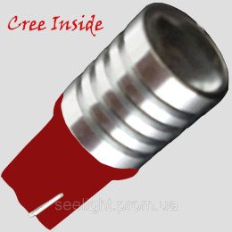 Светодиодная автомобильная лампа с цоколем T10(W5W) CREE (Lens) 3W Красная