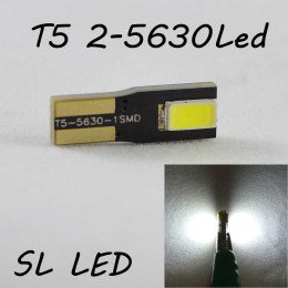 Светодиодная лампа в подсветку с цоколем T5(W2x4,6d)(W1.2W) 2-5630 12V 6000K