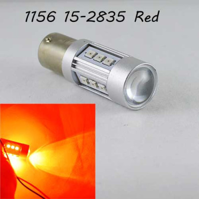 Светодиодная автомобильная лампа SLP LED с цоколем 1156(P21W)(BA15S) 15-2835 9-30V Красный