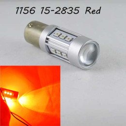 Светодиодная автомобильная лампа SLP LED с цоколем 1156(P21W)(BA15S) 15-2835 9-30V Красный