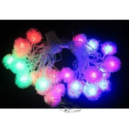 Гирлянда светодиодная Ёжики RGB 30ламп (LED) прозрачный (белый) провод, Микс
