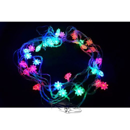 Гирлянда светодиодная Снежинка RGB 30ламп (LED) прозрачный (белый) провод, Микс Гирлянда светодиодная Снежинка RGB 30ламп (LED) прозрачный (белый) провод, Микс