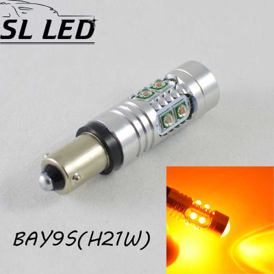 Мощная светодиодная  лампа  SLP LED с цоколем BAY9S (H21W) Epistar 50W 9-30V Желтый