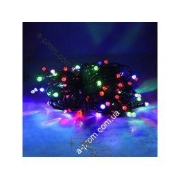 Гирлянда уличная "Нить" (String) 100LED 10м, чёрный/белый провод (каучук), светодиодная RGB