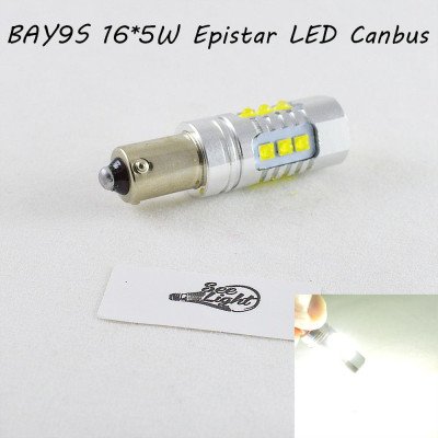 Потужна світлодіодна лампа SLP LED з цоколем BAY9S (H21W) (H6W) Epistar 80W 9-30V Білий Canbus