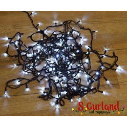 Гирлянда LED "Нить" (String) 200LED 8 мм. 15 м, чёрный провод,свечение: белое, грань