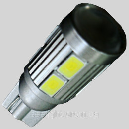 Светодиодная автомобильная лампа в габарит T10(W5W) 8-5630+3W Cree 9-30-Линза
