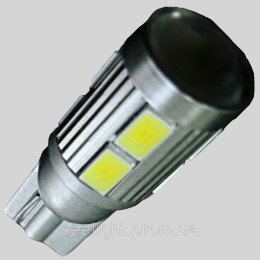 Светодиодная автомобильная лампа в габарит T10(W5W) 8-5630+3W Cree 9-30-Линза