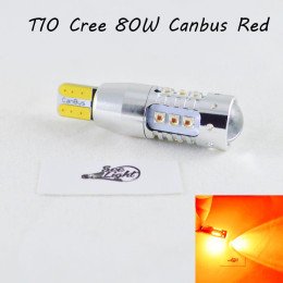Світлодіодна авто лампа SLP LED з цоколем T10 (W5W) Cree 80W Canbus 9-30V Червоний