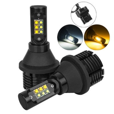 Установочный комплект авто ламп ДХО и Поворот SLP LED с цоколем 7440(WY21W)(7443) 12 Cree led жёлтый/белый Установочный комплект авто ламп ДХО и Поворот SLP LED с цоколем 7440(WY21W)(7443) 12 Cree led жёлтый/белый
