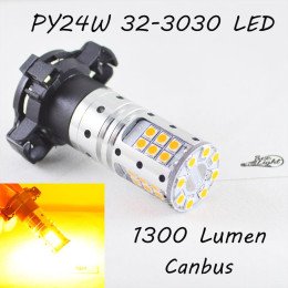 Светодиодная лампа SLP LED с цоколем PY24W  9-30V 32-3030 Желтый в поворот с обманкой