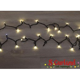 Гірлянда LED "Нитка" (String) 100LED 7 мм. 10м, чорний дріт, біла тепла, вулична, (каучук)