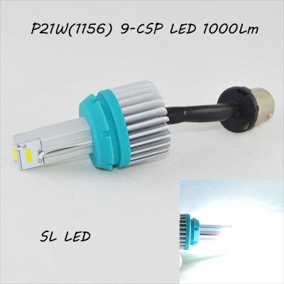 SLP LED светодиодная лампа в задний ход, цоколь 1156(P21W)(BA15S) 9 CSP led, 1000 Люмен 9-30 В. 6500К