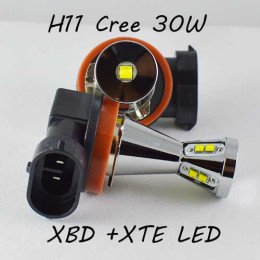 Автомобильная лампа SLP LED в противотуманные фонари с цоколем H11/H8/H9 Cree XBD +XTE 30W 10-30V Белый
