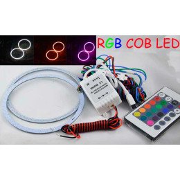 Светодиодные кольца RGB (ангельские глазки) 80-68 мм. COB  суперяркие ПАРА