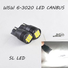 LED лампа в габарит SL LED, с обманкой, can bus, цоколь W5W(T10)  6-3020 led 12-24 В. Белый 6000K