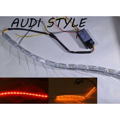 Гибкие габариты SL LED, стиль Audi, с динамическим указателем поворота, длина от 50 до 75 см. Гибкие габариты SL LED, стиль Audi, с динамическим указателем поворота, длина от 50 до 75 см.