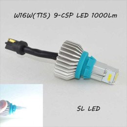 SLP LED светодиодная лампа в задний ход, цоколь T15(W16W) 9 CSP led, 1000 Люмен 9-30 В. 6500К