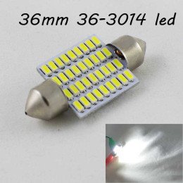 Світлодіодна авто лампа SLS LED в багажник, салон цоколь SV8,5(C5W)(C10W) 36mm 36-3014 Білий