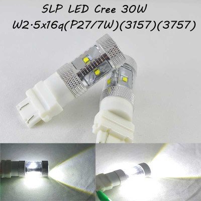 Автомобільна LED лампа SLP LED ДХО + габарит з цоколем 3157(P27/7W)(3757)(W2/5*16q) Cree 30W Білий Автомобільна LED лампа SLP LED ДХО + габарит з цоколем 3157(P27/7W)(3757)(W2/5*16q) Cree 30W Білий