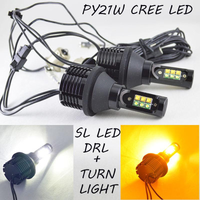 Установочный комплект авто ламп ДХО и Поворот SLP LED с цоколем 1156(PY21W)(BAY15S) 12 Cree led жёлтый/белый Установочный комплект авто ламп ДХО и Поворот SLP LED с цоколем 1156(PY21W)(BAY15S) 12 Cree led жёлтый/белый
