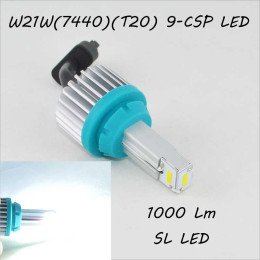 SLP LED светодиодная лампа в задний ход, цоколь T20(W21W) 9 CSP led, 1000 Люмен 9-30 В. 6500К