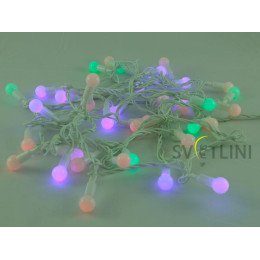 Гирлянда Нить (STRING) 3, 8м, БЕЛЫЙ КАБЕЛЬ ПВХ 40 светодиодов Разноцветная RGB с мерцанием