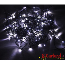 Гирлянда LED "Нить" (String) 200LED 3 мм. 14 м, чёрный провод, белая, линза