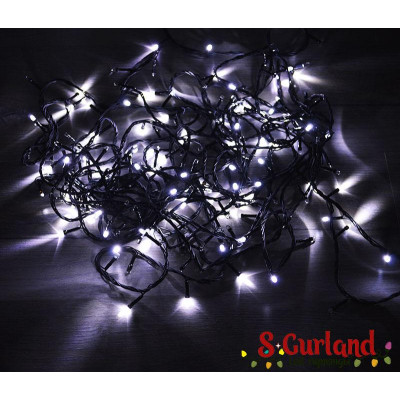 Гирлянда LED "Нить" (String) 200LED 3 мм. 14 м, чёрный провод, белая, линза