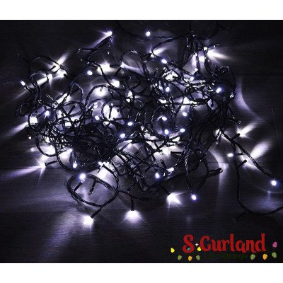 Гірлянда LED "Нитка" (String) 200LED 3 мм. 14 м, чорний дріт, біла, лінза