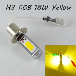 Светодиодная лампа в ПТФ, SLP LED под цоколь H3 светодиоды типа COB 18W 9-30 В. Желтый