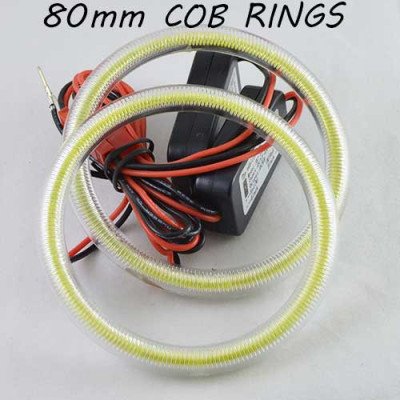 Led кольца в фару (ангельские глазки) 80-64мм COB суперяркие, с рассеивателями