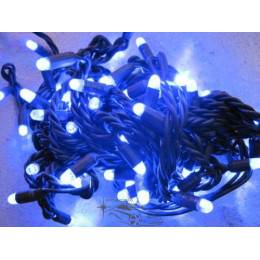 Гирлянда уличная "Нить" (String) 100LED 10м, чёрный/белый провод (каучук), светодиодная белая, синяя