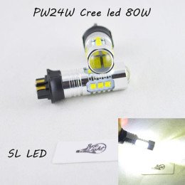 Led лампа в габарит, ДХО SLP LED, цоколь PW24W 16 Cree led, 9-30 В. Белый, Canbus