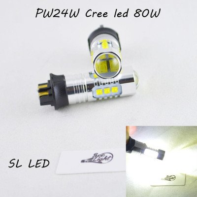 Led лампа в габарит, ДХО SLP LED, цоколь PW24W 16 Cree led, 9-30 В. Белый, Canbus